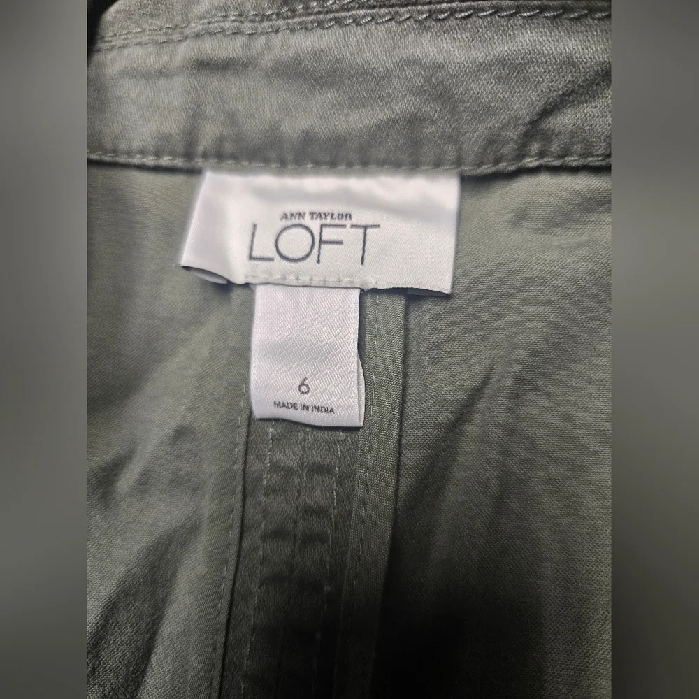 Ann Taylor Loft Jacket Small 6 Green Cargo Utility Military Long Sleeve Womens - Picture 8 of 9